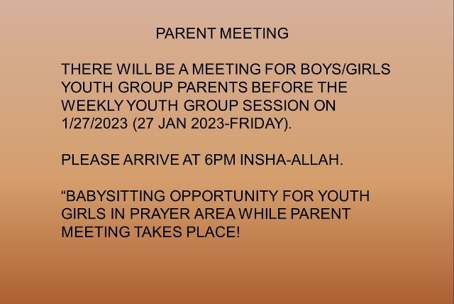 Parent Meeting 27 Jan 2023