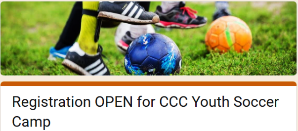 Registration OPEN for CCC Youth Soccer Camp