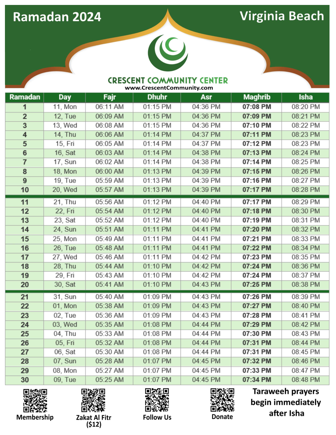 Ramadan 2024 Calendar Time