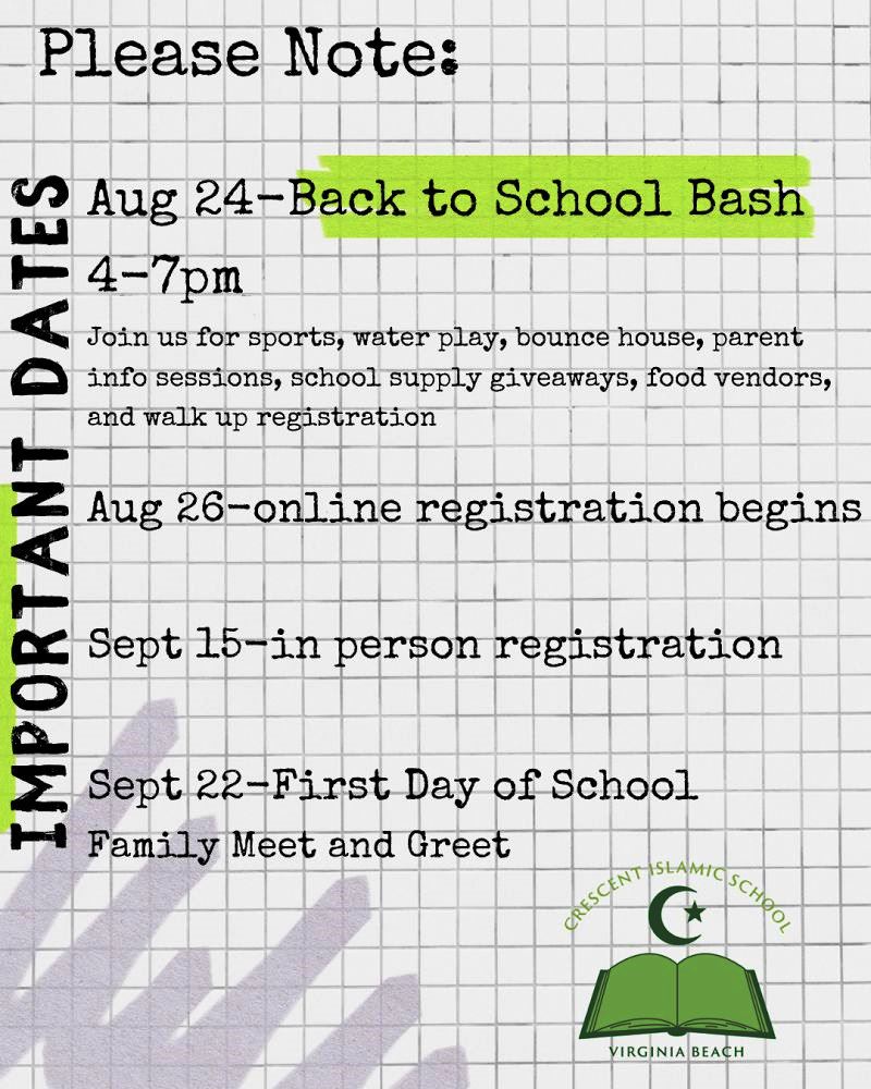 Back to School Bash Important Dates